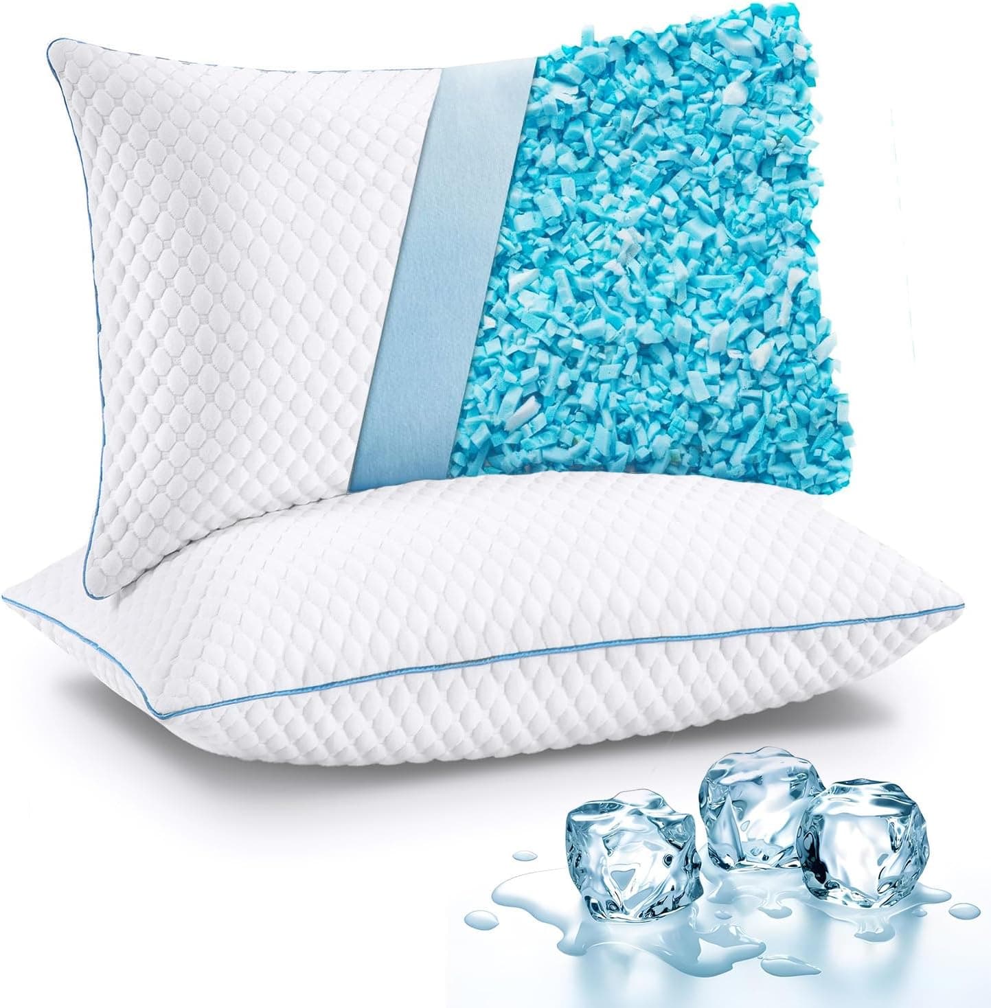 VVZ Cooling Shredded Memory Foam Pillow, Queen 2 Pack