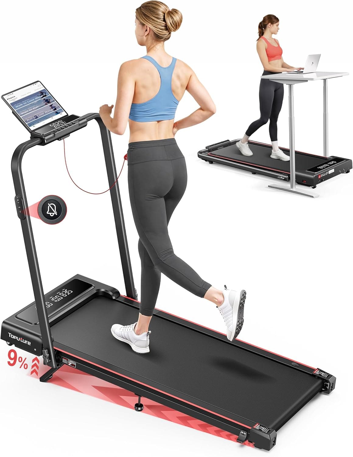 Walking Pad with Incline, 2.5HP Under-Desk Foldable Treadmill